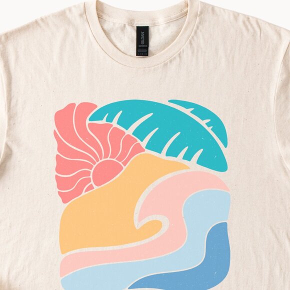 Vitamin Sea Graphic Tee Beach Wave Palm Tree Sun Summer Coastal Shirt - Picture 2 of 6